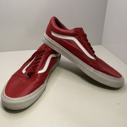Vans Old Skool Low Red Leather White Stripe Men’s 10.5 / Women’s 12 Skate Shoes
