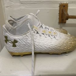 Under armor white and gold cleats