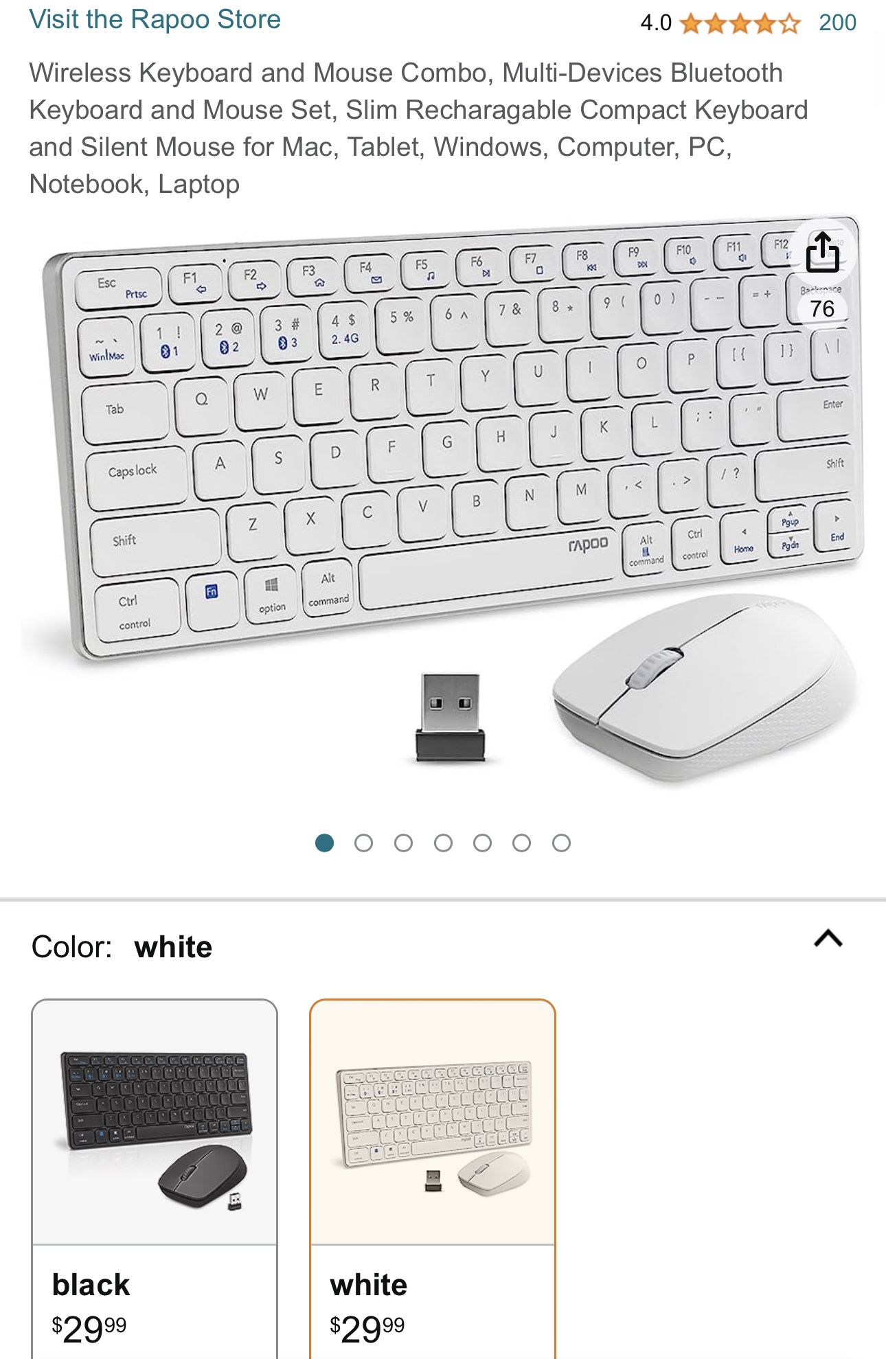 Wireless Keyboard and Mouse Combo, Multi-Devices Bluetooth Keyboard and Mouse Set, Slim Recharagable Compact Keyboard and Silent Mouse for Mac, Tablet