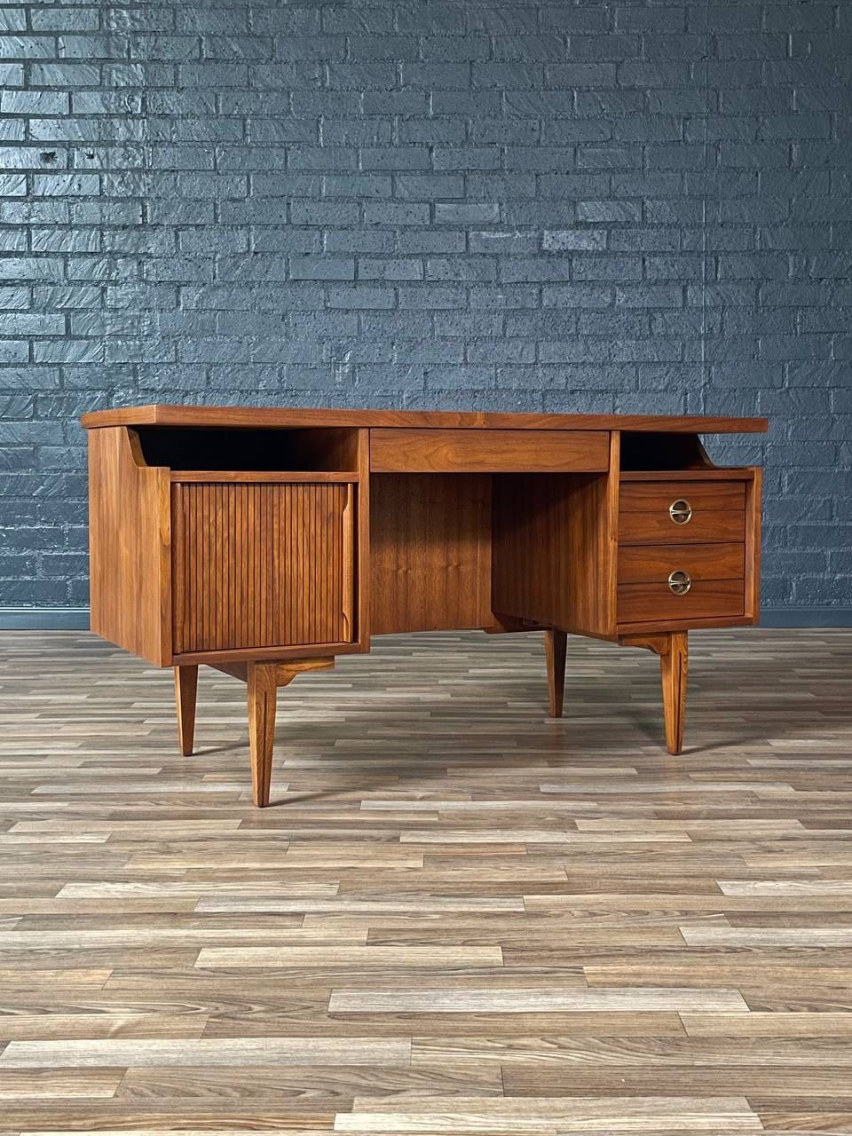 Mid-Century Modern Walnut & Cane Desk by Hooker, c.1960’s - Delivery Available