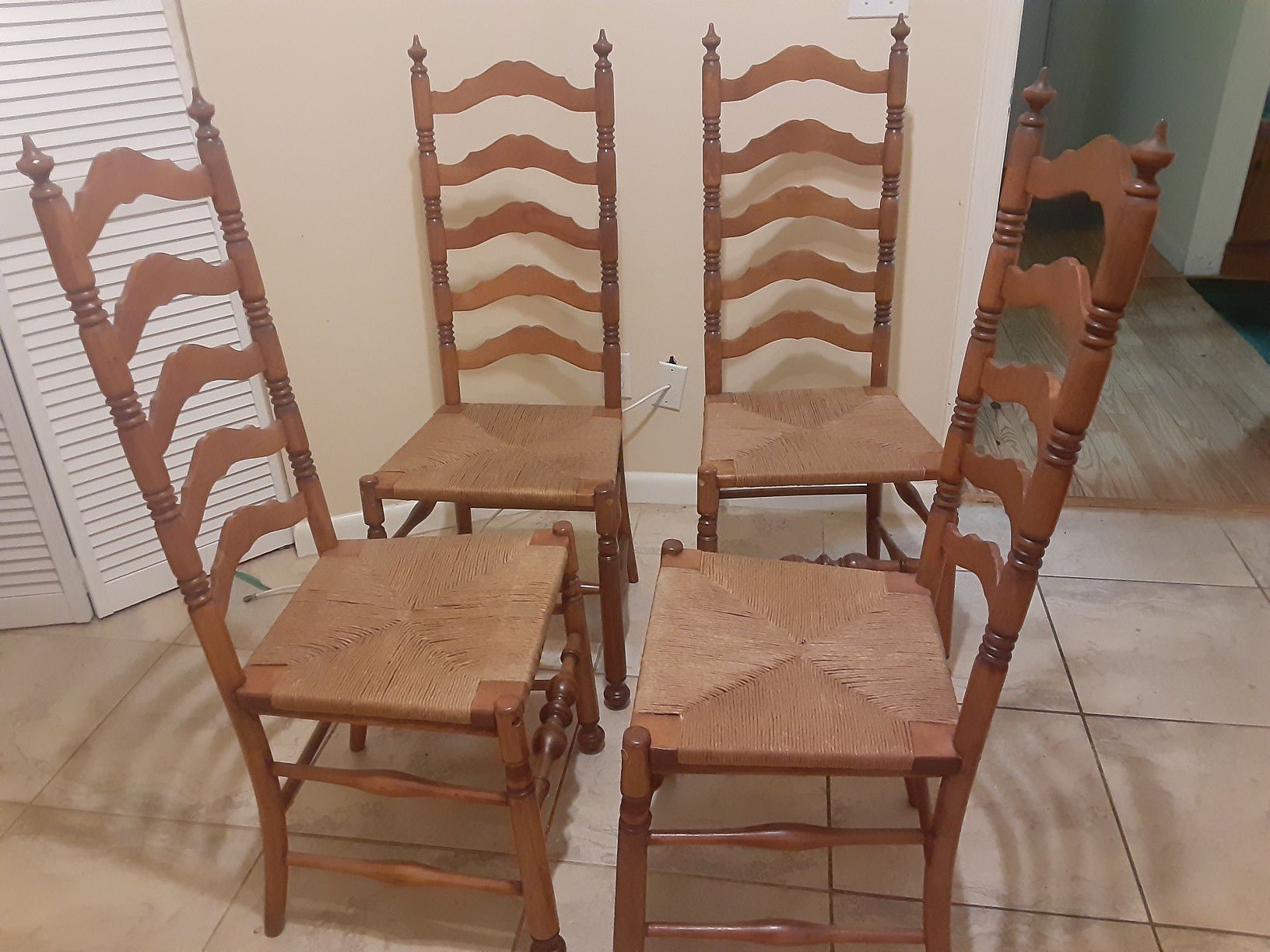 High back antique rush chairs