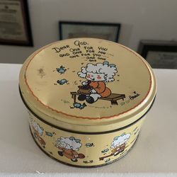 RARE Dear God Enesco Annie Tin Can Collectible Cookie Jar One For You One For Me