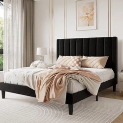 Black Upholstered Bed Frame