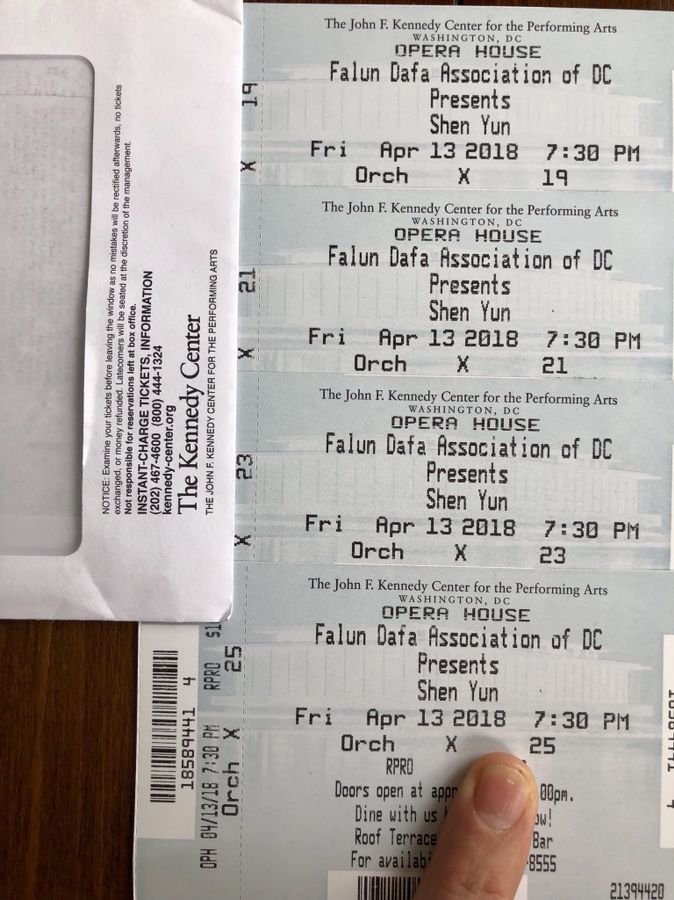 4pc Shen Yun Tickets at Kennedy Center 4/13/2018