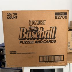  1990 Donruss baseball Card case of 20 wax boxes, top opened
