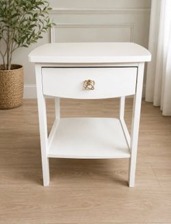 White wooden side table