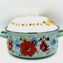 Pioneer Woman Breezy Blossoms Floral 4 Qt Dutch Oven & Lid Enamel on Steel, NEW