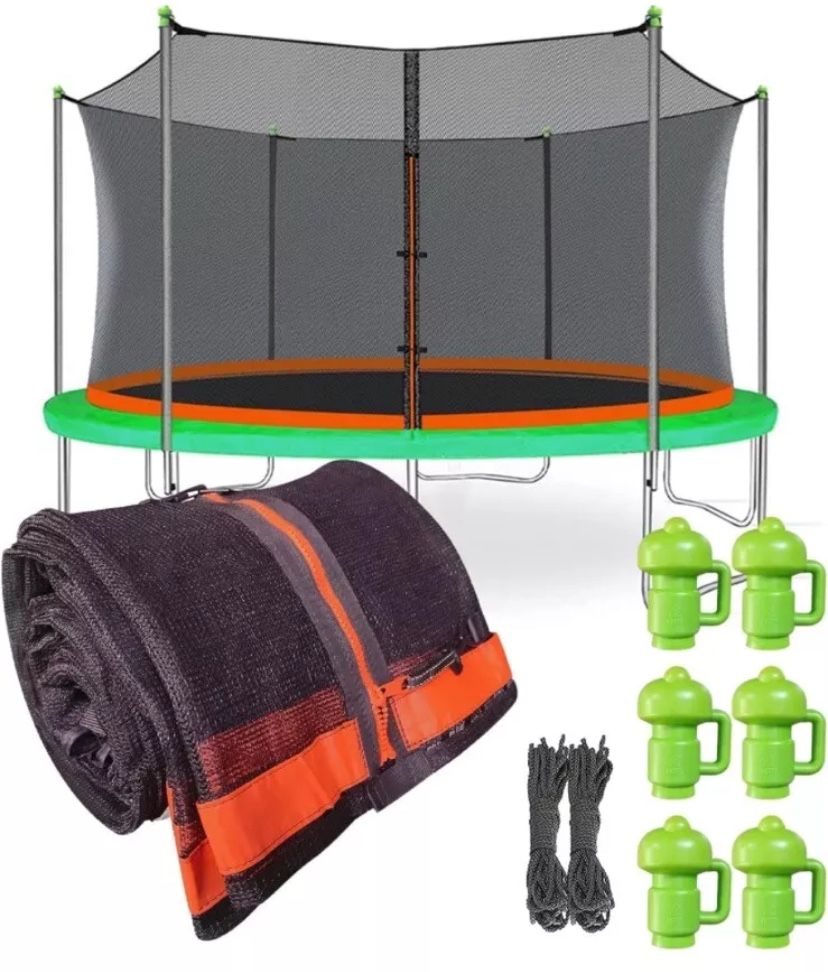 JumpTastic 12 ft 14 ft 15 ft Trampoline Net Replacement with 6 Pole Caps, Net