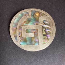 Mexican Abalone Sterling Pendant Brooch 