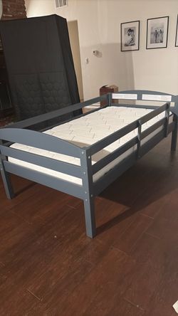 Gray Wood Twin Bed Frame with Trundle