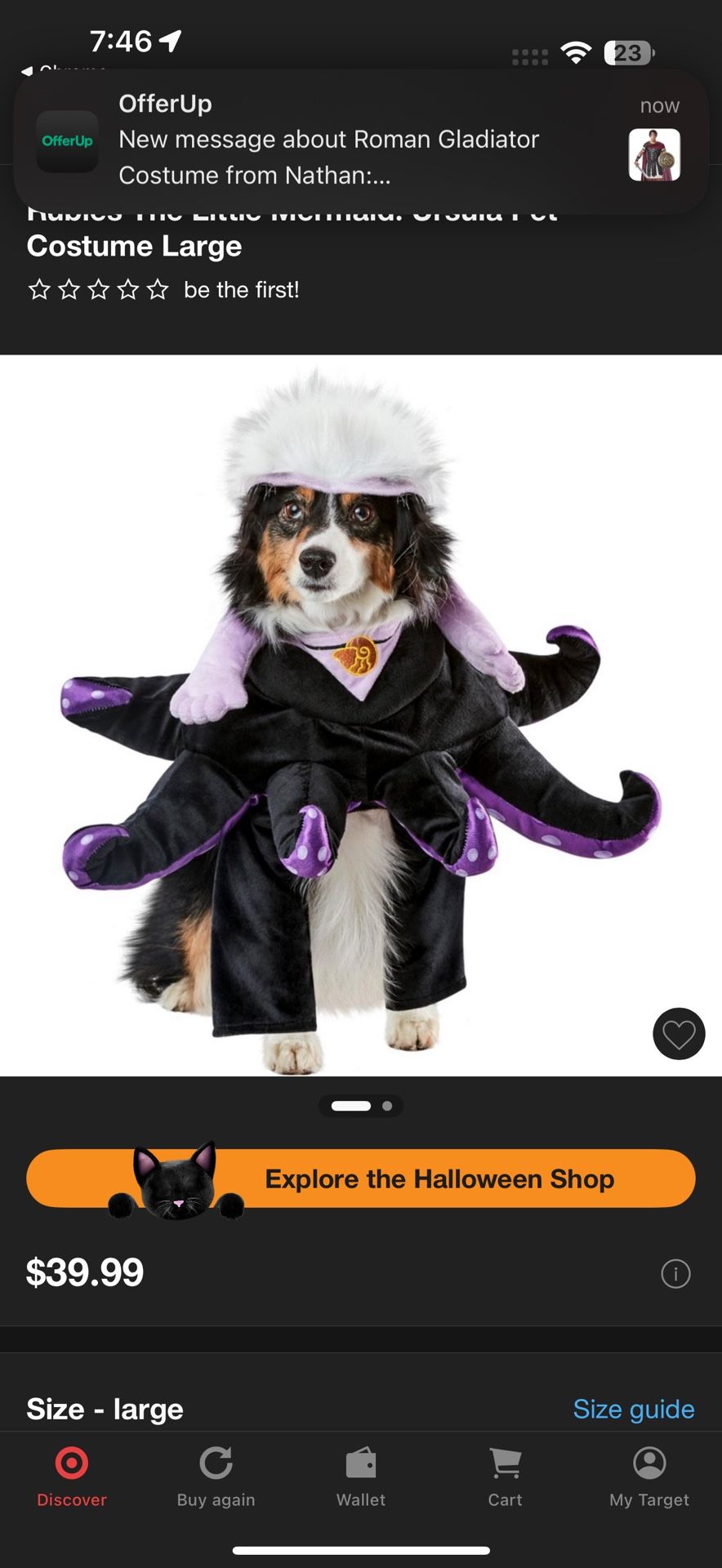 Ursula Pet Costume Medium
