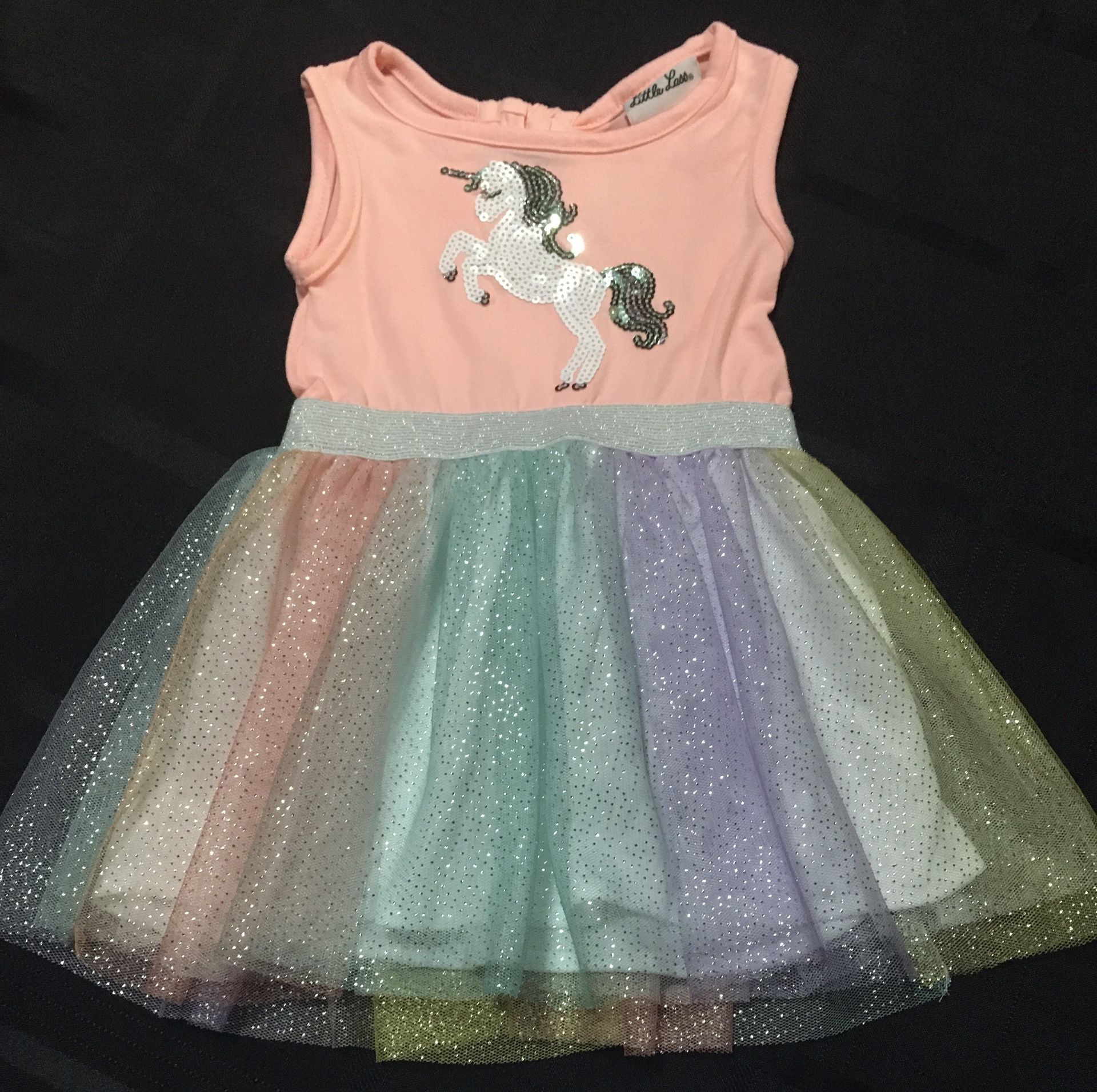 Little lass toddler girl size 12 month sequined unicorn sparkly tutu dress 