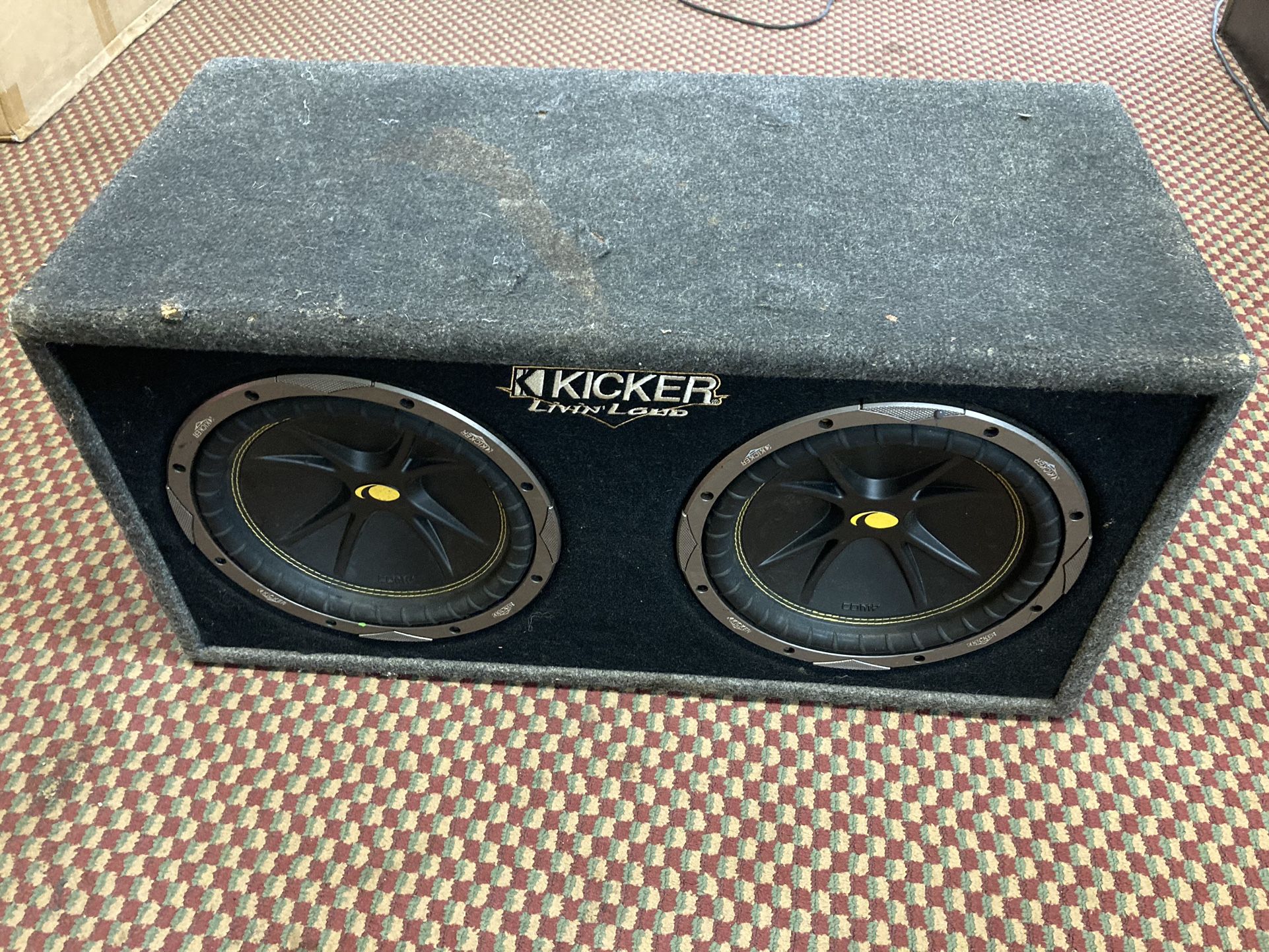 Two Kickers Car Subwoofers 10 Inch With A Box