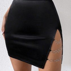 SHEIN Chain Link Black Skirt 