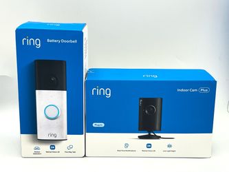 Ring Battery Doorbell + 2K Indoor Cam Bundle – BRAND NEW SEALED!