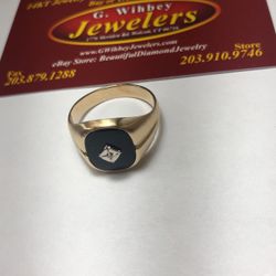 10 Kt Genuine Gold & Diamond Onyx Ring 