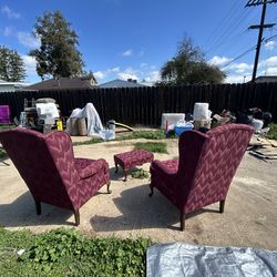 Maroon sofa chairs