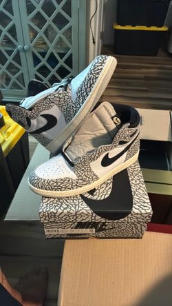 Size 13.0 - Air Jordan 1 Retro OG High White Cement "Elephant Print"