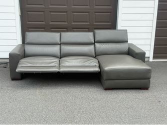 Sectional couch real leather power recliner Macys Couch