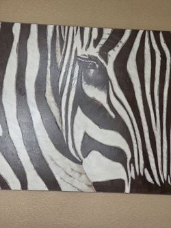 Large Zebra Canvas Painting. ( 4' x 5' ).