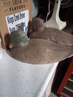 Pair Of 1950s Foam Duck Decoys 1 Drake And 1 Hen LOT Of 2