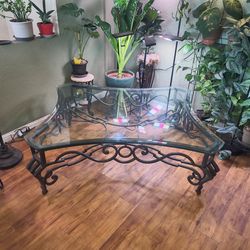 Metal and glass coffee table