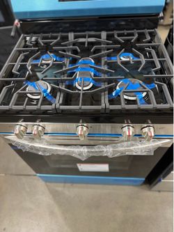 Frigidaire 30 in. 5.1 cu. ft. 5 Burner Freestanding Self-Cleaning Gas Range in Stainless Steel with Air Fry