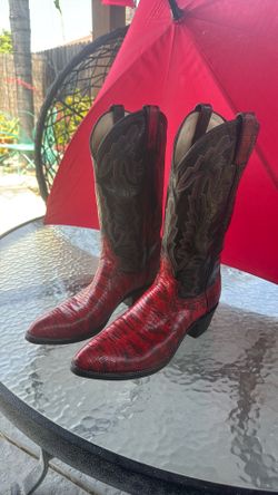 Vintage Dan post lizard red boots 9 1/2 D