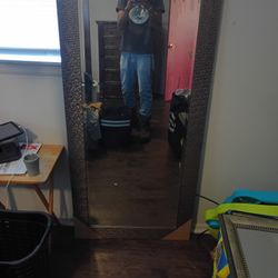 6 Feet Tall Decorative Floor Mirror with Mosaic Frame