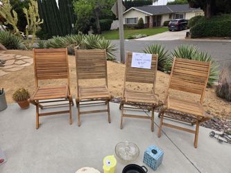 4 TEAK PATIO CHAIRS