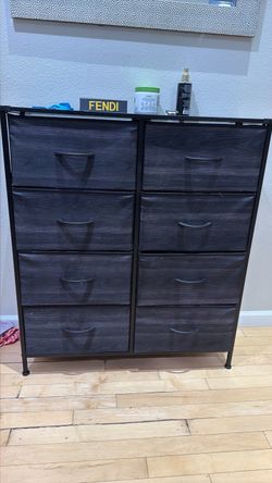 WLIVE 8 Drawer Fabric Dresser for Bedroom, Tall Storage Tower, Charcoal