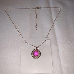 Circle Of Life Birthstone Crystal Pendant w/ Circle Charm Necklace (OCTOBER)