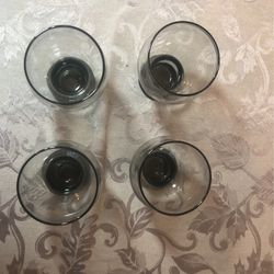 Set Of 4 Dark Olive Green Glasses From 70s