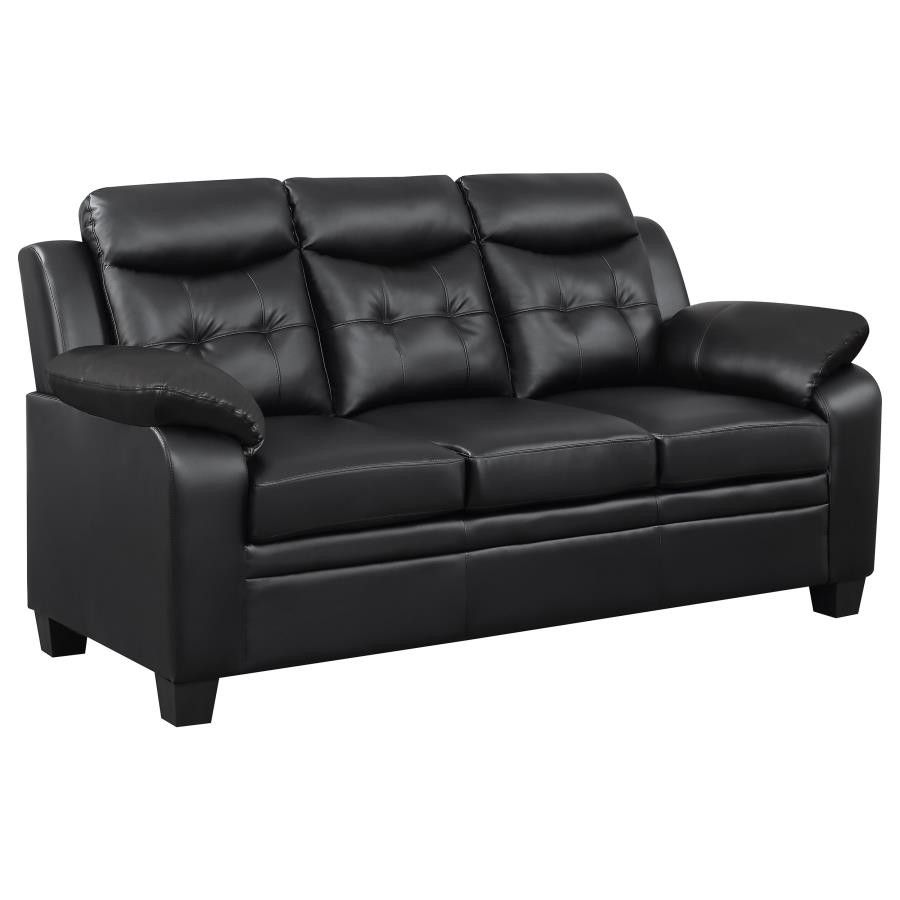 Upholstered Padded Arm Tufted Sofa Black On Sale