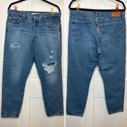 Levi’s, Premium Wedgie Fit Jeans, High Rise Distressed, Blue Jeans, Women’s Size 32.