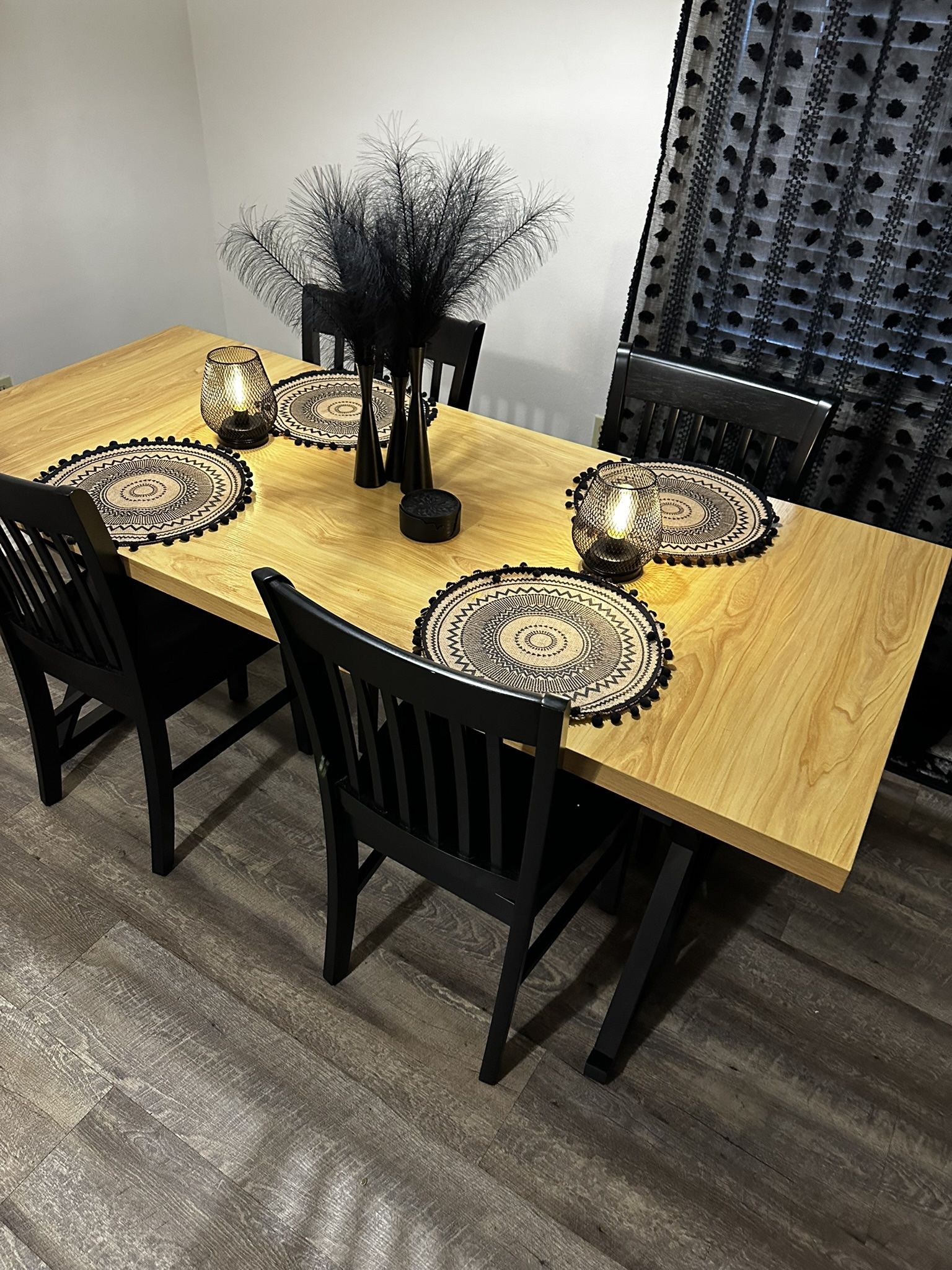 Table And 4 Chairs, Area Rug And Trash Cabinet