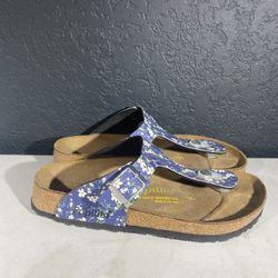 Papillio By Birkenstock Blue Floral Print Sandals