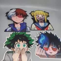 My Hero Academia Image Changing Lenticular Anime Decal, Waterproof Stickers - 4 Count