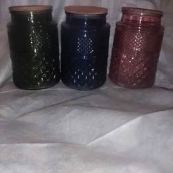 Large Colored Glass Canisters 