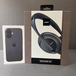 iPhone 16 256GB Black With Bose Noise Cancellation 700 Headphones 
