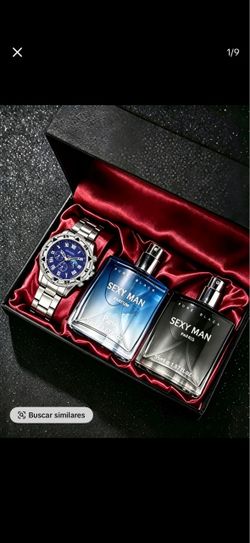 Set de 2 perfumes y reloj de hombre