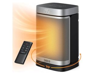 1500W Ceramic Space Heater with Remote & 70° Oscillation Silver