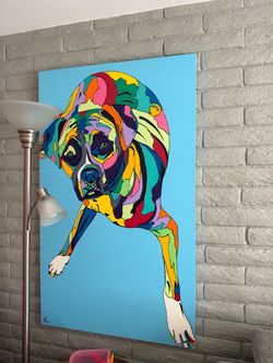 Art deco pitbull canvas