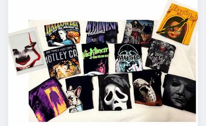 13 Piece Horror Movie & Band T-Shirt Lot | Scream Myers Chucky Charly