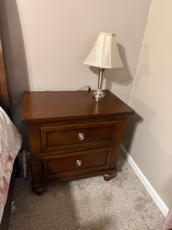 Dark Wood Queen Bed Frame with Storage Drawers
