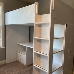 Two Ikea Loft beds W/ Desk, Closet And Drawers.