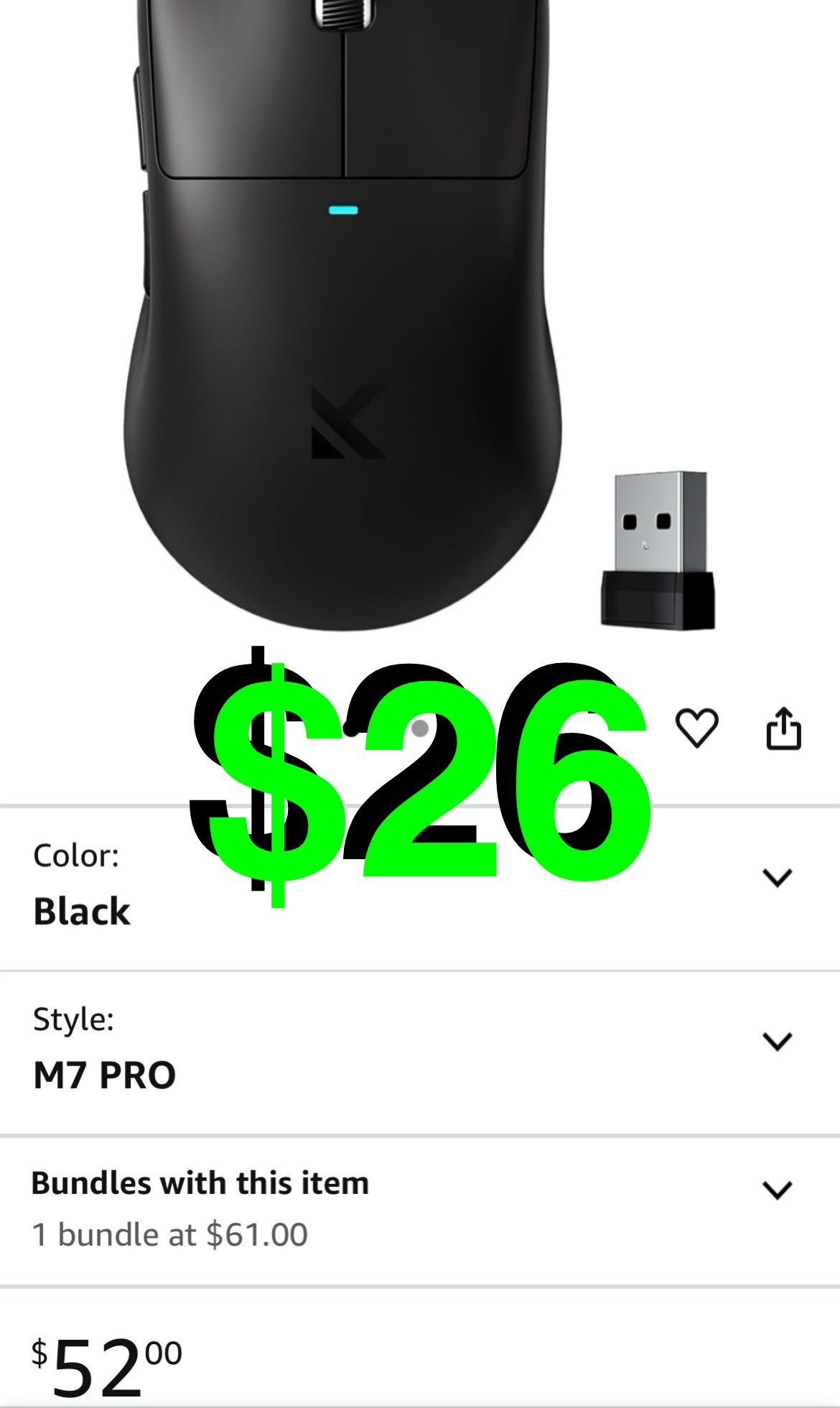 MCHOSE - M7 Pro Wireless Gaming Mouse, 8K Polling, 55g Lightweight Ergonomic Computer Mouse PAW3395 Optical Sensor, 650 IPS 26000 DPI, 6 Programmable