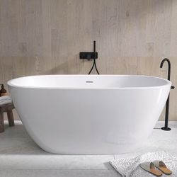 GS30755 55 in. x 29.5 in. Acrylic Freestanding Soaking Bathtub