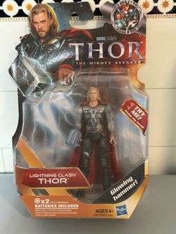 Thor The Mighty Avenger Lightning Clash Action Figure, Glowing Hammer, 