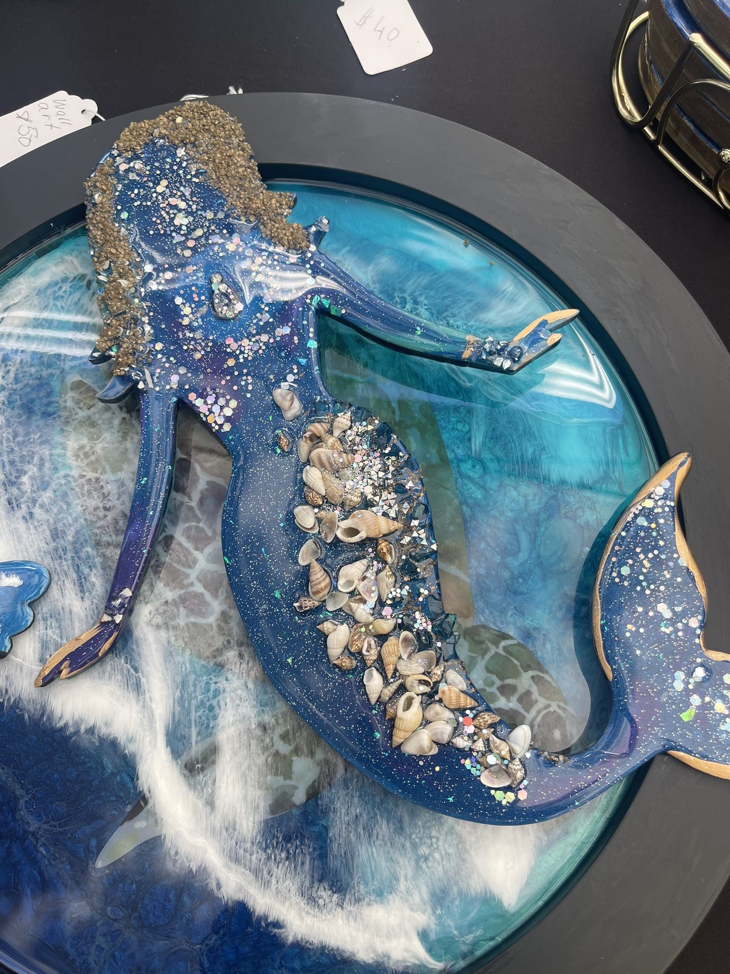 Resin Mermaid And Resin Sea Horse About 11-12 Inches